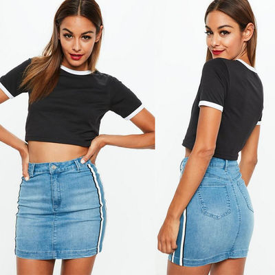 Clothing Black Ringer Short Sleeve Crop Top Women