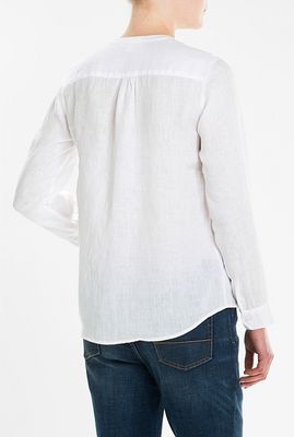 Simple White Pure Muslimah Linen Blouse Women Ladies