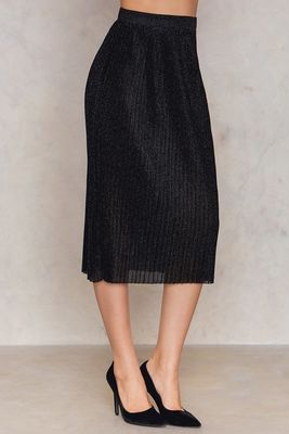 Women Clothing 2017 Midi Pleated Sparkle Skirt