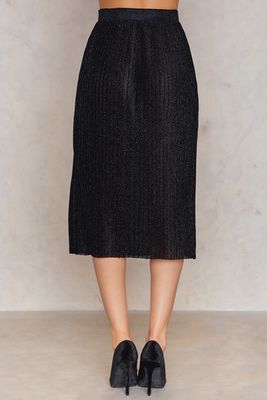 Women Clothing 2017 Midi Pleated Sparkle Skirt
