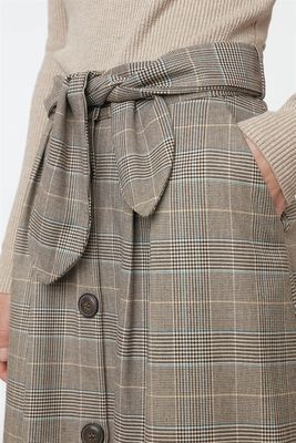 High Waisted Tartan Midi Plaid Skirt For Women
