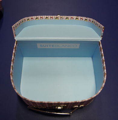 Customized Mini Rigid Cardboard Suitcase Gift Box with Metal Closure and Handle