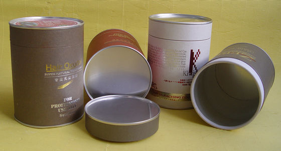 Complicated Food Grade Paper Tin Can / Tube Containers with Metal Bottom and Cap, PE Cap