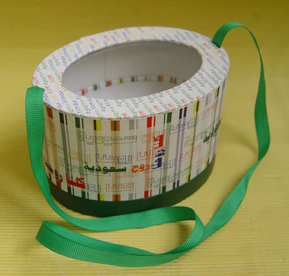 Round Recycled Paper Board Oval Keepsake Gift Wrapping Box with Ribbon