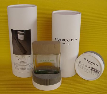 Round Paper / Cardboard Box Pacaking with Grey Velvet Insert for Comestics, Bottle