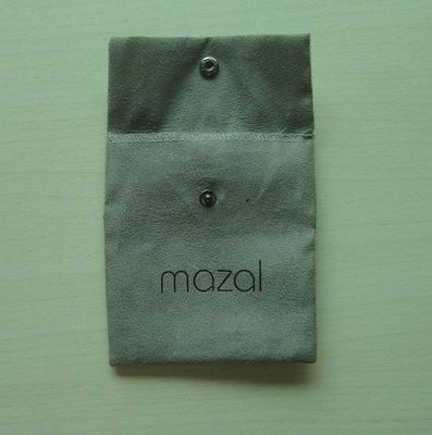 Personalized mock-stitch small handmade grey suede fabric gift pouches bag for cosmetics
