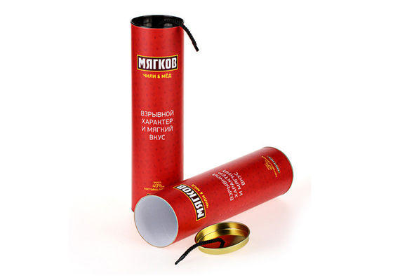 Custom Paper Tube Packaging Cardboard Paper Tube With Metal Movable Lid And Ribbon