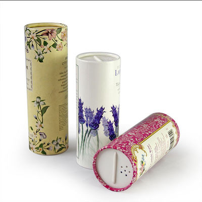 Gold stamping Paper Tube Packaging For Powder / Spice With Sieve Cover