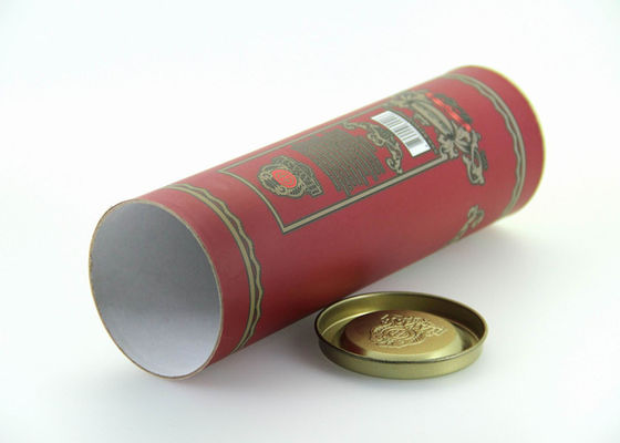 Environmental Large Paper Tube Packaging , Embossing Tin Lid Spice Cans Packaging