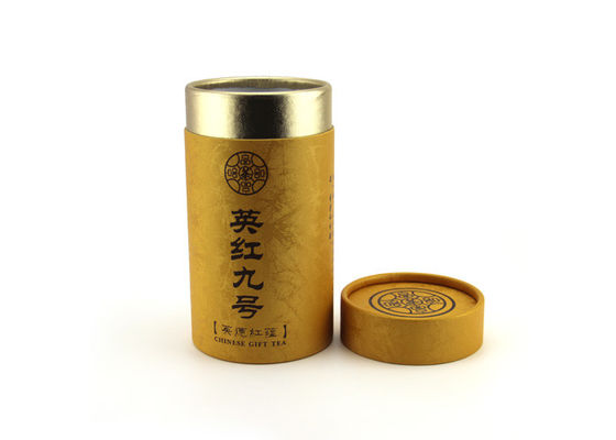Luxury Gold Stamping Kraft Paper Tube Packaging For Tea / Gift