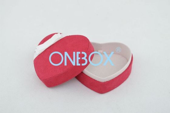 Elegant Red Cardboard and Suede Heart Shaped Jewelry Box with Earring / Eardrop Insert