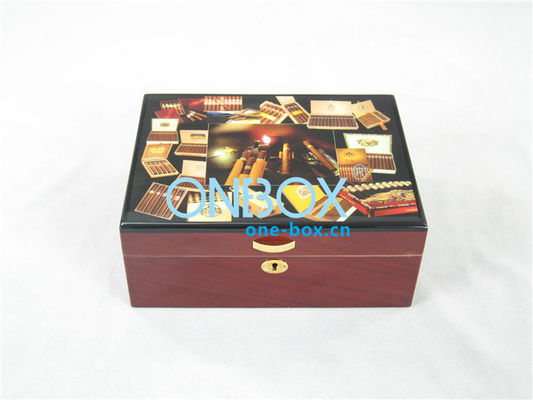 Fashion Luxury wooden cigar boxes packaging with customized picture 271x211x107mm