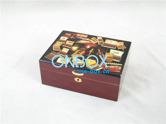 Fashion Luxury wooden cigar boxes packaging with customized picture 271x211x107mm