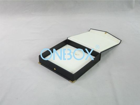 Folding Leather modern jewelry box for necklace , earring and finger ring packing