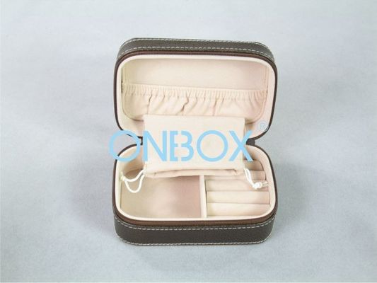 PU leatherette jewelry collection zipper case for necklace or cosmetic