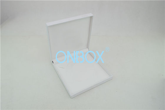 Women Necklace Elegant White Paper Jewelry Packaging Boxes Stitching White Leatherette Top