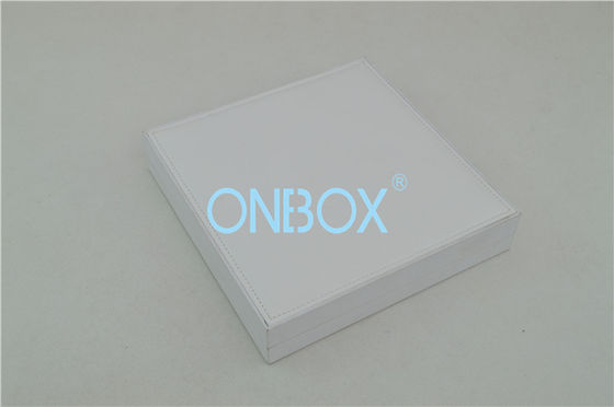 Women Necklace Elegant White Paper Jewelry Packaging Boxes Stitching White Leatherette Top