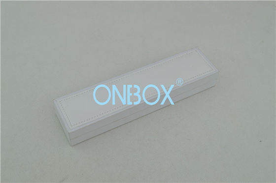 Rectanglar Plastic Painted Jewelry Boxes White Art Paper And White PU Top