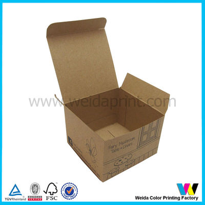 Flat Packed Brown Kraft Paper Packaging Boxes with Black Printing Logos , No Lamination