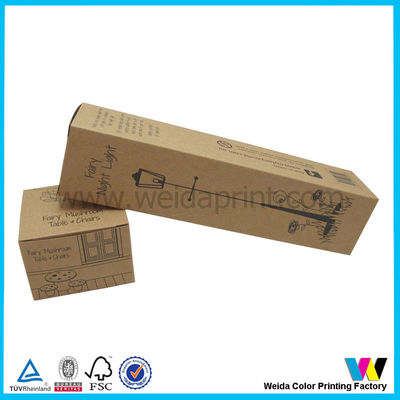 Flat Packed Brown Kraft Paper Packaging Boxes with Black Printing Logos , No Lamination