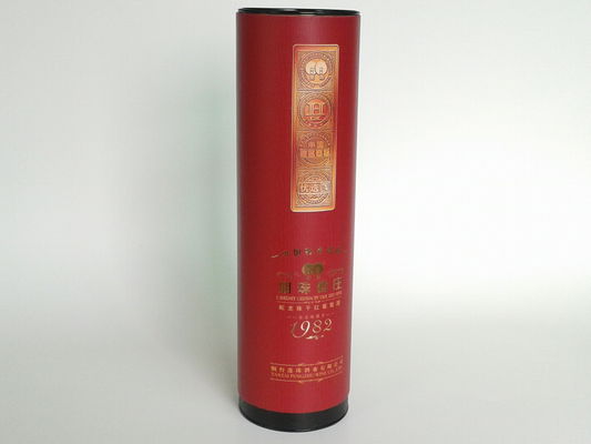 Embossed / Hot-Stamping Cylindrical Wine Packaging Boxes , Custom Printed Wine Boxes with Matel Cap