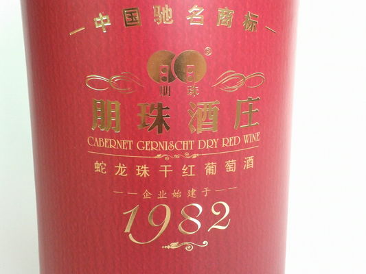 Embossed / Hot-Stamping Cylindrical Wine Packaging Boxes , Custom Printed Wine Boxes with Matel Cap