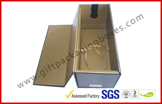 Foldable 1100G Rigid Board Wine Packaging Boxes , Rubber Finished Luxury Gift Boxes With Spot UV Logo