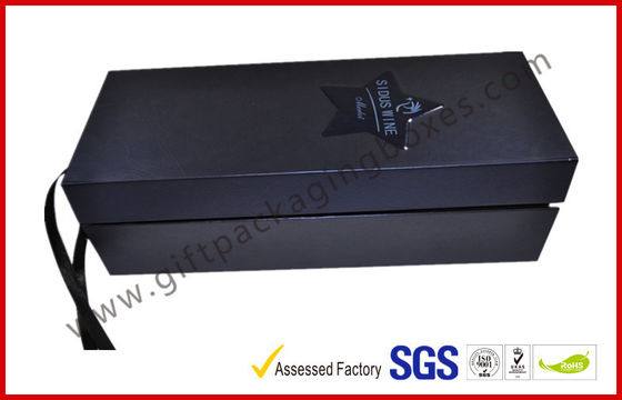Embossed / Spot UV Square Wine Packaging Boxes , Customized Printed Magnetic Wine Packaging Boxes