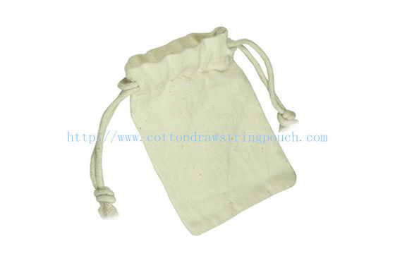 Customized Logo Cotton Drawstring Pouch , Nature Eco-friendly Food Drawstring Pouch