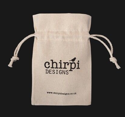 Pure White Small Gift Shopping Bags , Drawstring Cotton Packing Bags