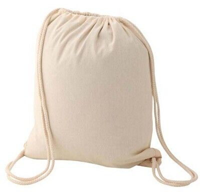 Pure White Small Gift Shopping Bags , Drawstring Cotton Packing Bags