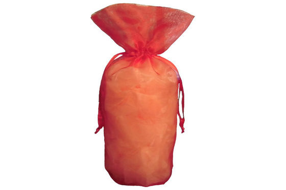 Lovely Red Organza Drawstring Pouch Recyclable For Gift Packing