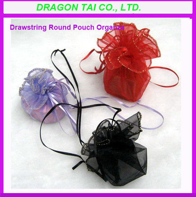 Drawstring Round Pouch Organza, round organza bags, organza favor bag
