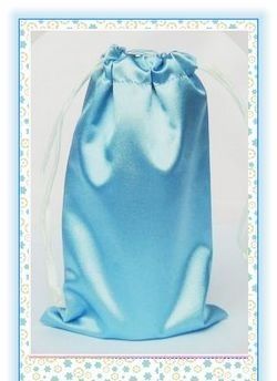 Girls Blue Satin Drawstring Pouch ，Pull String Bags With Ribbon