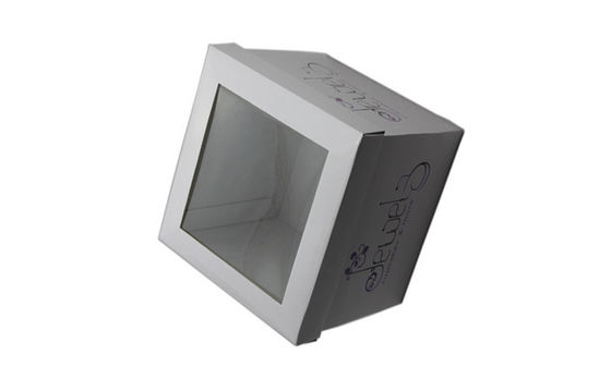 Grey Square Paper Cake Packaging Boxes With PVC Window Look Through