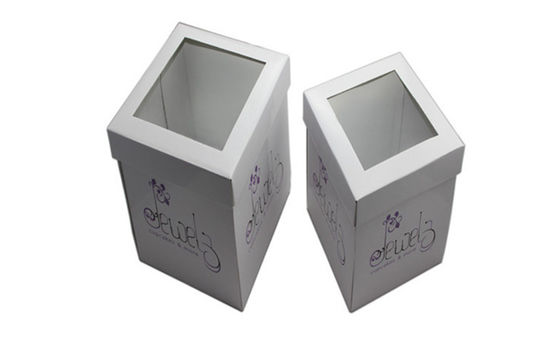 Grey Square Paper Cake Packaging Boxes With PVC Window Look Through