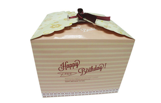 Flat Shipping Paper Packaging Wedding Cake Boxes With Exquisite Ribbon