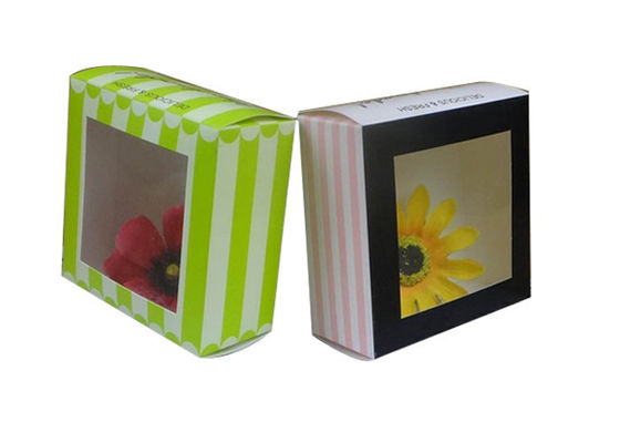 Empty clear Window Colored Paper Packaging Boxes , food grade Cake Box