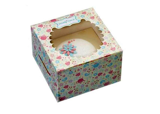 Empty clear Window Colored Paper Packaging Boxes , food grade Cake Box
