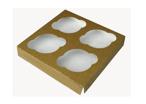 Cupcake / Bakery Paper Packaging Boxes , Kraft Cake Box Trays Insert