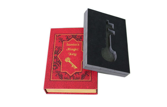 Clamshell Magic Key Cardboard Gift Boxes , Book Shaped Gift Box With EVA Inside