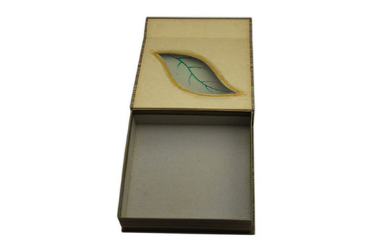 Food Paper Cardboard Mooncake Gift Box With Leaf Shaped Window