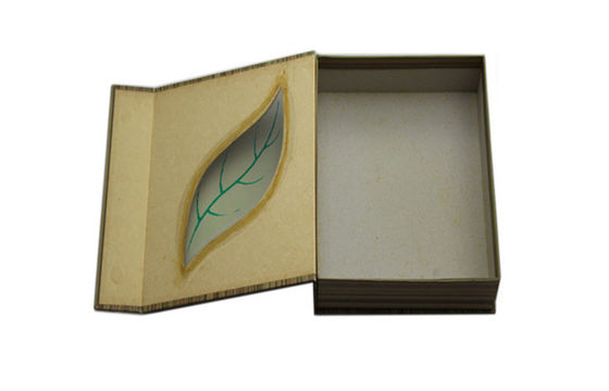 Food Paper Cardboard Mooncake Gift Box With Leaf Shaped Window