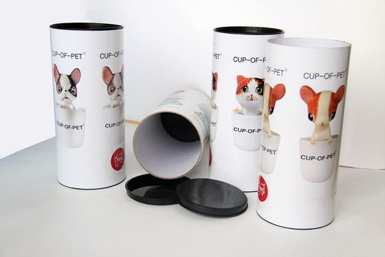 Glossy Lamination Pets Toy Paper Composite Cans / Tube , Dia 73 mm / H 100 mm