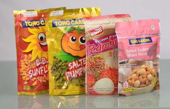 Stand Up Plastic Ziplock Bags , Snack Food Biodegradable Plastic Bags