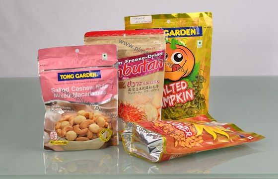Stand Up Plastic Ziplock Bags , Snack Food Biodegradable Plastic Bags