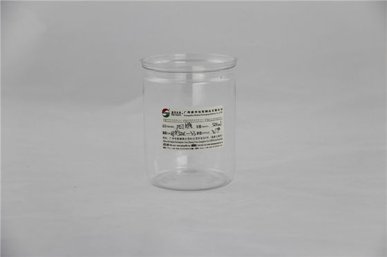 Eco friendly Clear Plastic Cylinder , Easy Open transparent PET tea Can 280ml