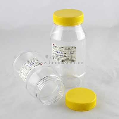 600ml Clear Plastic Cylinder Tubes , Yellow PP Material Screw Lid
