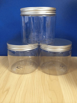 480ml / 500ml 4 C paper sticker printing Clear Plastic Cylinder Tubes , silver plastic PE Cap