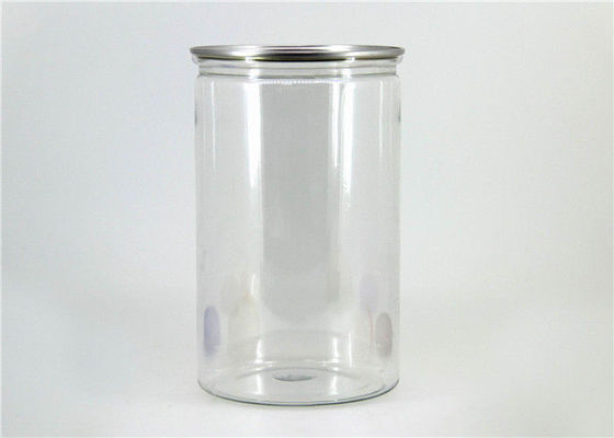 Large capacity food grade Clear Plastic Cylinder PET canister For dry fruit , nut